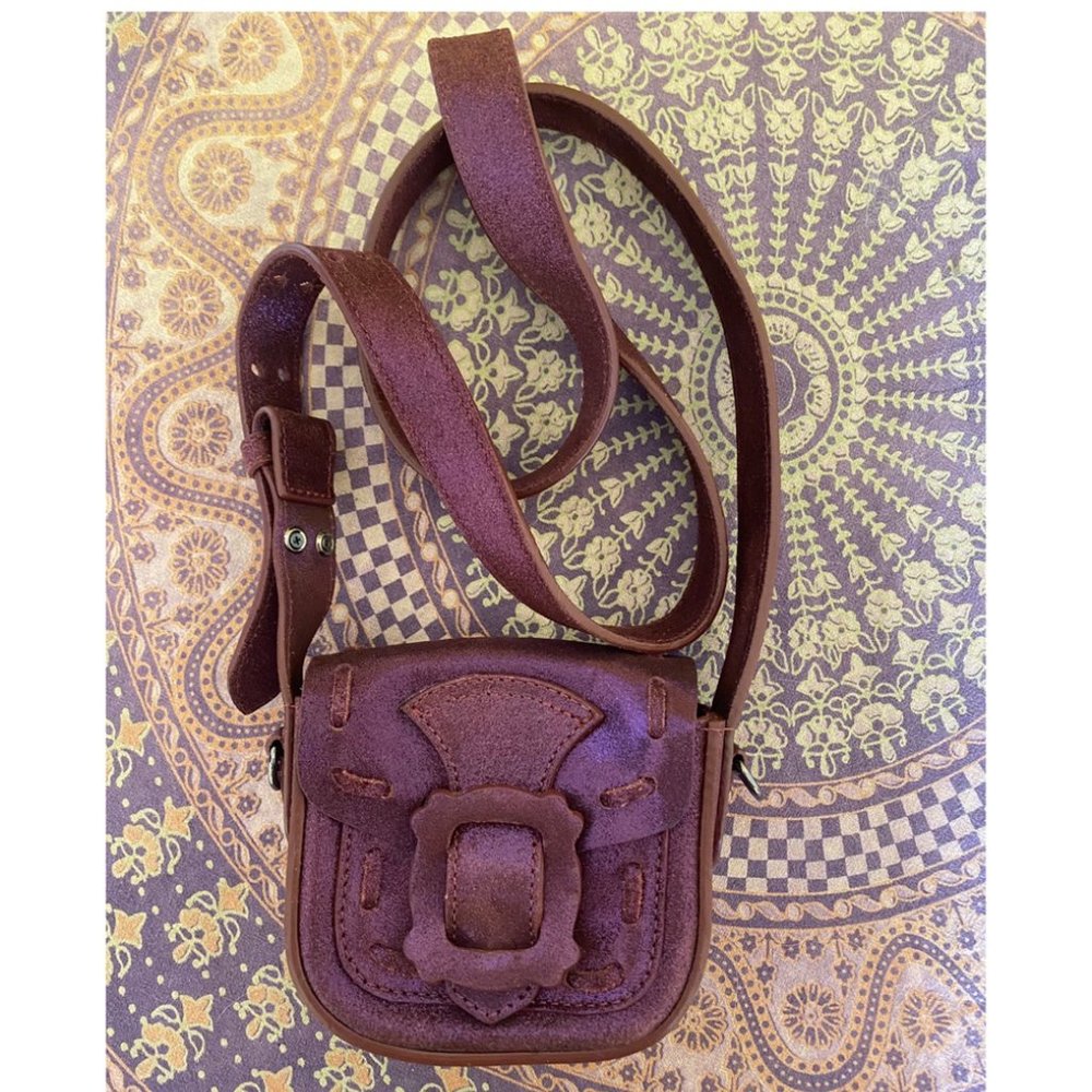 Anna Sui Devon Mulberry Glitter Suede Mini Purse